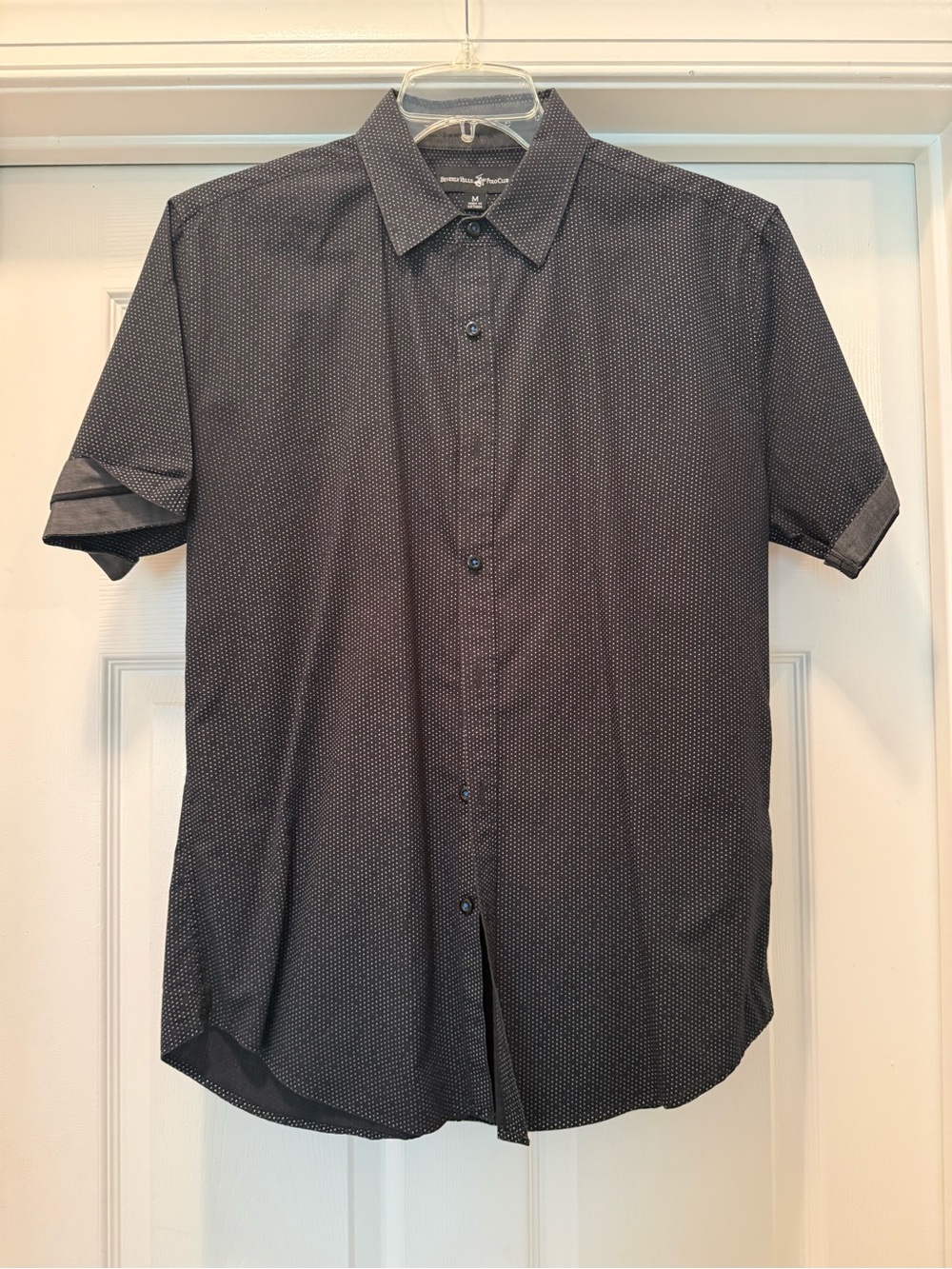 Beverly Hills Polo Club Black Short-Sleeve Button-Down with Microdot